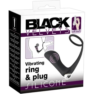 Vibrating Ring &amp; Plug - Szilikon péniszgyűrű anális vibráló kapszulával