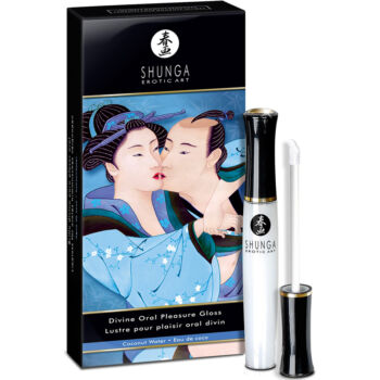 Kókusz ízű, Shunga Divine Art Oral Pleasure Lip Gloss - Szájfény orális szexhez. Forró és hűvös érzés - 10 ml