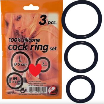 100% Silicone Cock Rings - 3 db péniszgyűrű