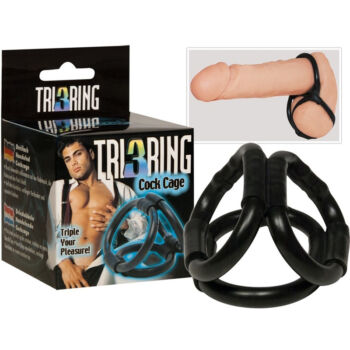 Tri Ring Cock Cage Black - Hármas péniszgyűrű
