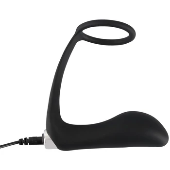 Vibrating Ring & Plug - Szilikon péniszgyűrű anális vibráló kapszulával