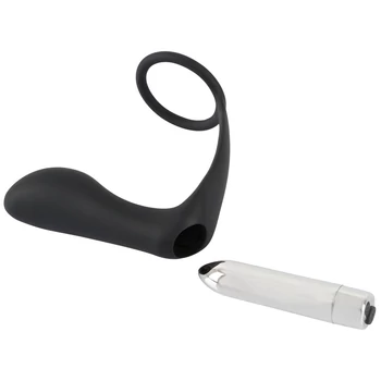 Vibrating Ring & Plug - Szilikon péniszgyűrű anális vibráló kapszulával