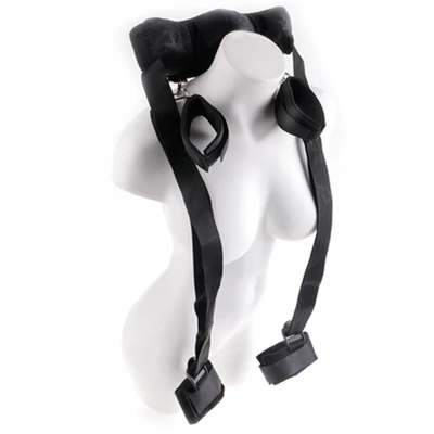 Position Master with Cuffs - Puha bilincsek nyakörvvel