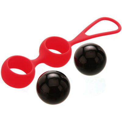 Scarlet Glass Duo Balls - Üveg gésagolyók szilikon tartóban