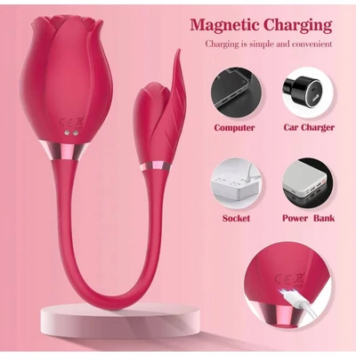 Rose Massager - Léghullámos csikló szívogató vibráló tojással
