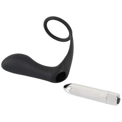 Vibrating Ring & Plug - Szilikon péniszgyűrű anális vibráló kapszulával